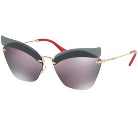 Miu Miu Sunglasses Pale Gold Red w/Purple Lens